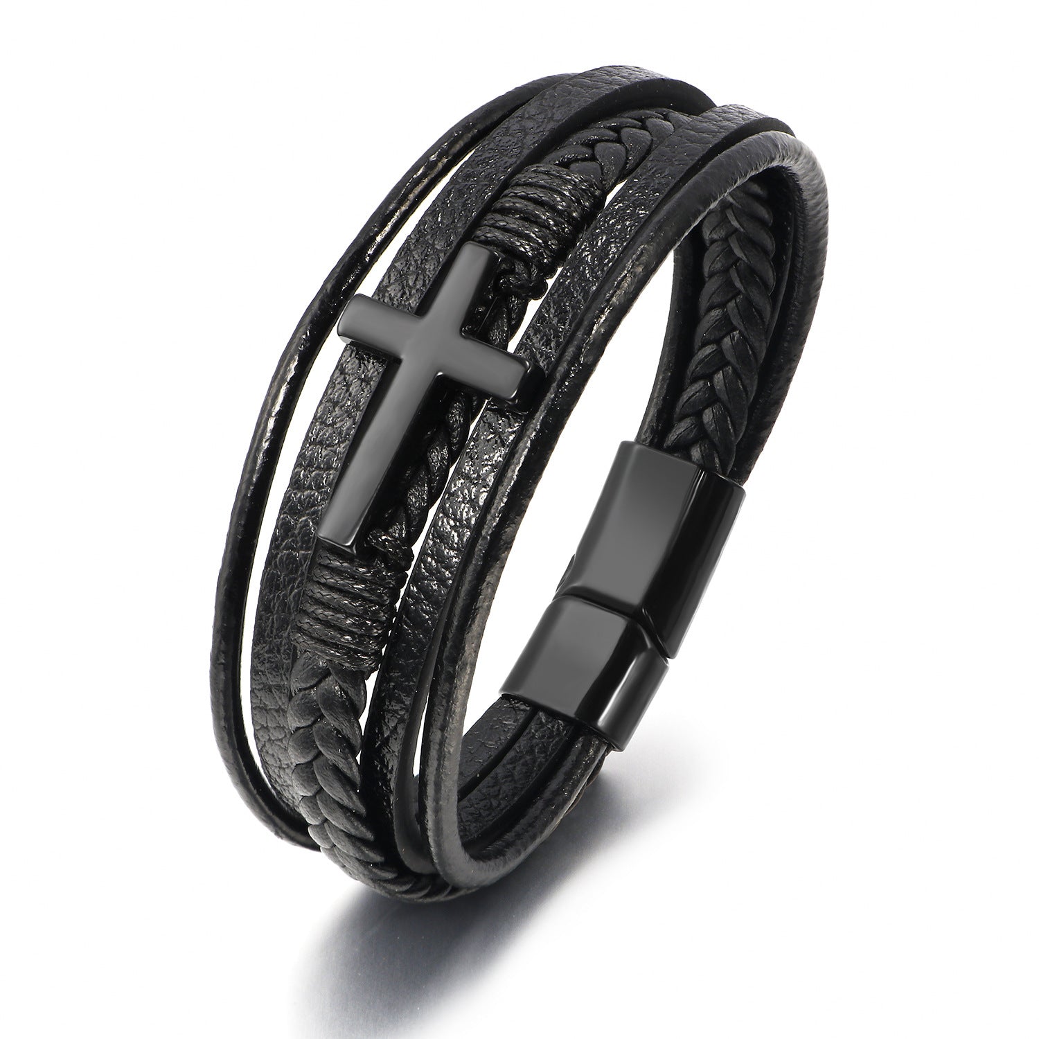 Bracciale in pelle Iron Faith - argento 925